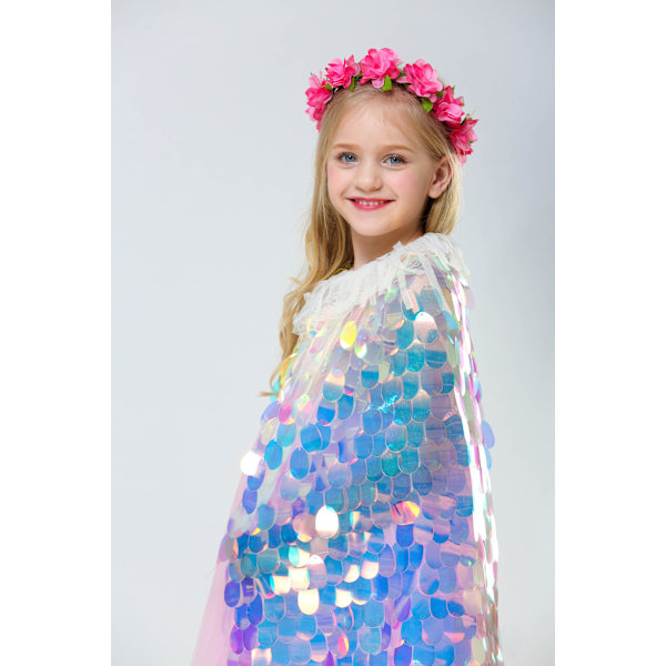 Piges Prinsesse Kappe Skinnende Glitter Fest Kappe M