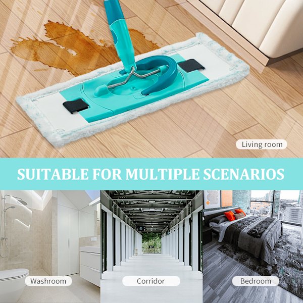 3 kpl Leifheit Clean Mop -vaihtopäätä märkä- ja kuivaan käyttöön Mikrokuituinen litteä mopin pää lisävarusteet