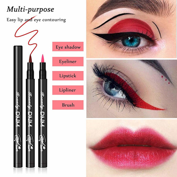 12 Farver Mat Flydende Eyeliner Farverigt Sæt, Sort Blå Grøn Rød Gul Hvid Flydende Eyeliner Pen Farvet Eyeliner Sæt, Eyeliner