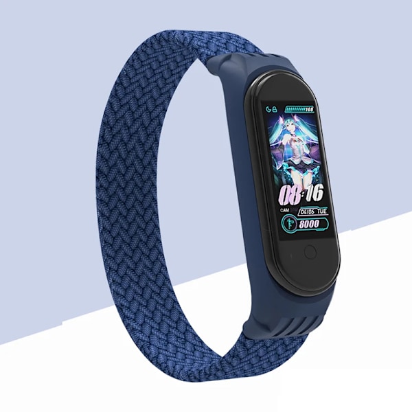 Nylon Flettet Urrem til Xiaomi Mi Band 4 3 Rem Solo Loop NFC Ur Armbånd Kvinder Smart Band Gave Bælte Correa Mi Band 7 6 5 Blå Blue Mi Band 7 6 5 4 3