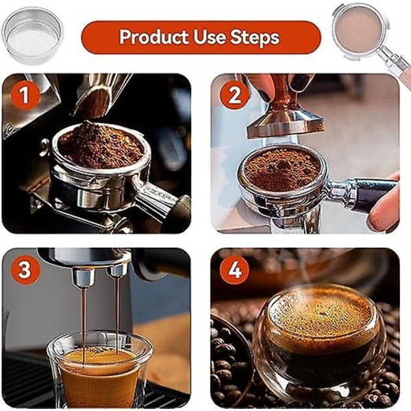 Topersoners kaffefilter i rustfritt stål 51 mm dobbeltlags trykkfilterkurv Italiensk espressofilterkurv Egnet for bærbar kaffe