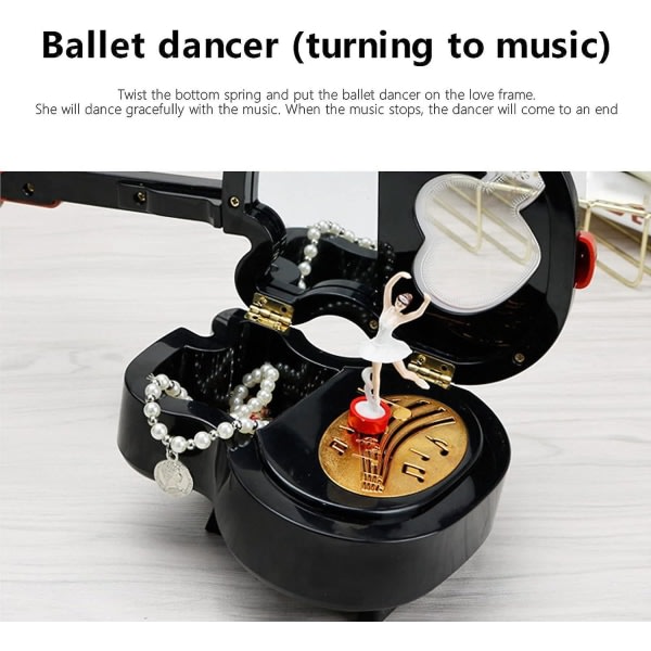 Fiolinmusikkboks for jenter Mekanisk danseballerinaveske Retro bord skrivebordsdekorasjon