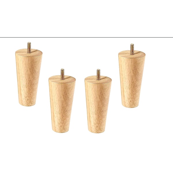 Sæt med 4 møbelben i træ, 12 cm sofaben, Mid-Century sofaben til sofaer, senge, lænestole, skabe