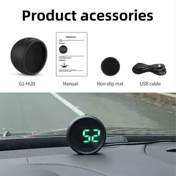 Digital GPS speedometer HUD Mph / Km overspeedvarsel for bil motorsykkel