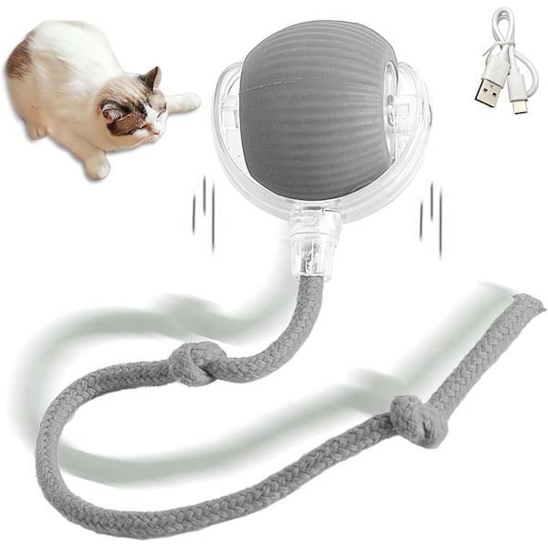 Interaktiiviset kissalelut, pitkä häntäpallo, kiusaaminen, liikkeellä aktivoitu sähköinen rullapallo, älykäs automaattinen kiusauskeppi, USB-ladattava grey