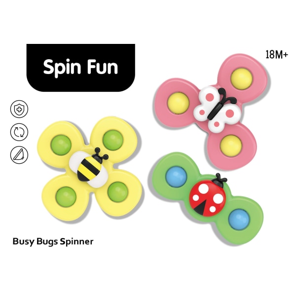 3 st Baby Kids Cartoon Bad Sugkopp Spin Spinning