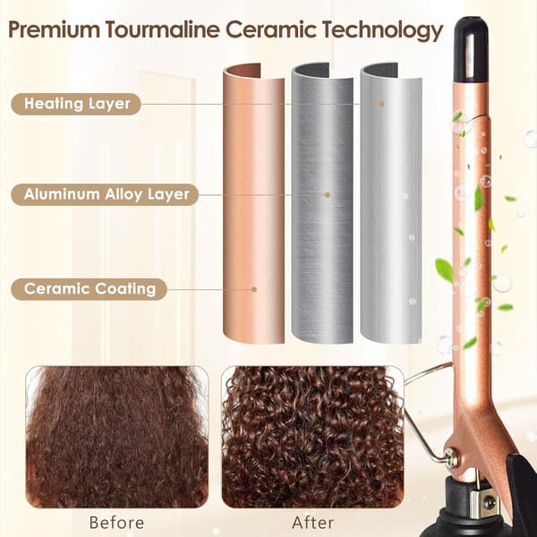 Thin Curling Iron, Ultra-thin 9mm Ceramic Curling Iron with Adjustable Temperature (80℃-230℃), Small Curling Iron