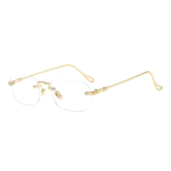 Anti-blått ljus läsglasögon Fyrkantiga glasögon GULD STYRKA Guld Gold Strength 300