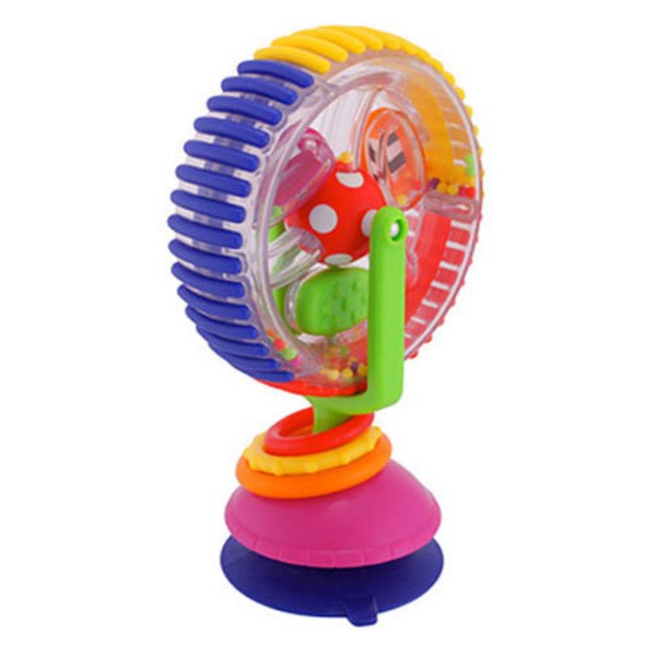 Baby rangle leketøy, tre-farge multi-touch roterende pariserhjul suge leketøy