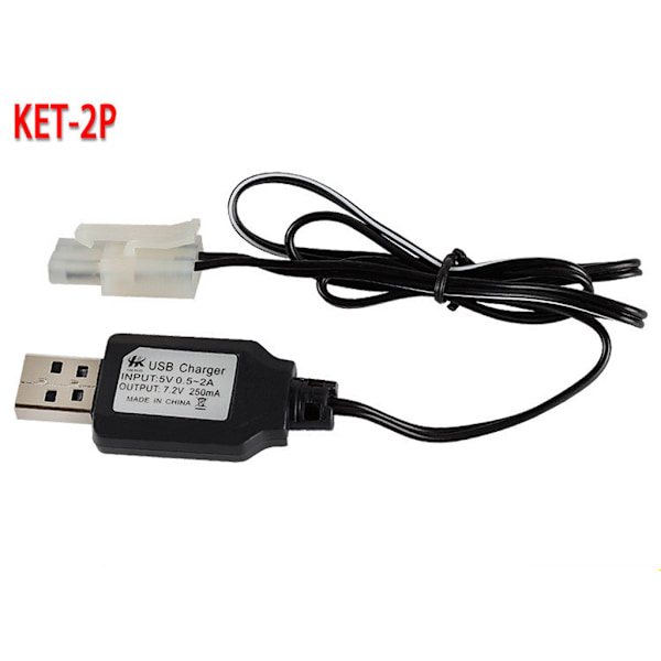 Ajoneuvon latauskaapeli Akku USB-laturi Ni-Cd Ni-MH Akut Pakkaus KET-2P Pistoke Adapteri 7.2V 250mA Lähtö Lelut Auto