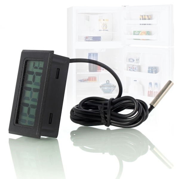 Digitalt LCD Termometer Temperaturkontroll med Ekstern Probe for Akvarium Kjøleskap Fryser - Svart
