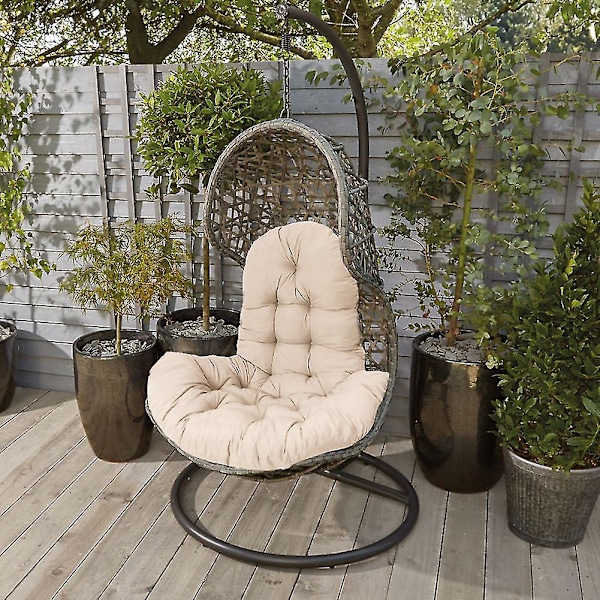 Hängande Äggstol Tjock Sittdyna Gungstol Kudde, Beige LÅNG Beige