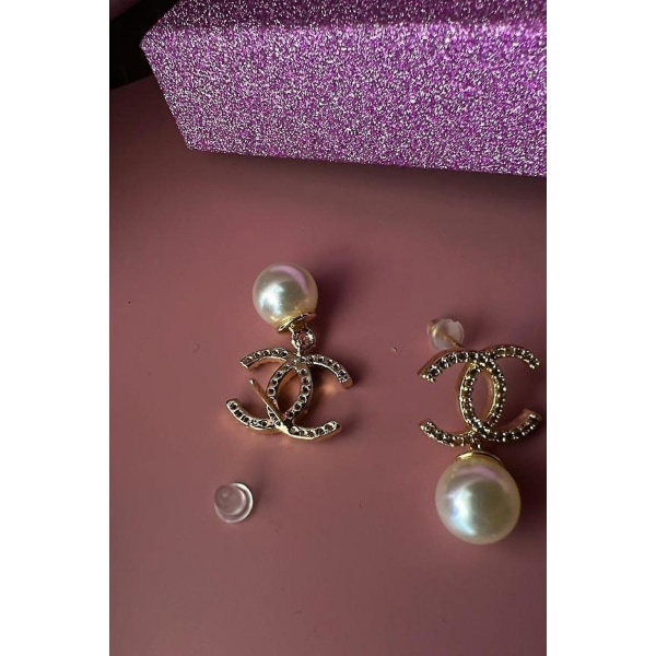 Mote øredobber smykker perle detaljert cc øredobber
