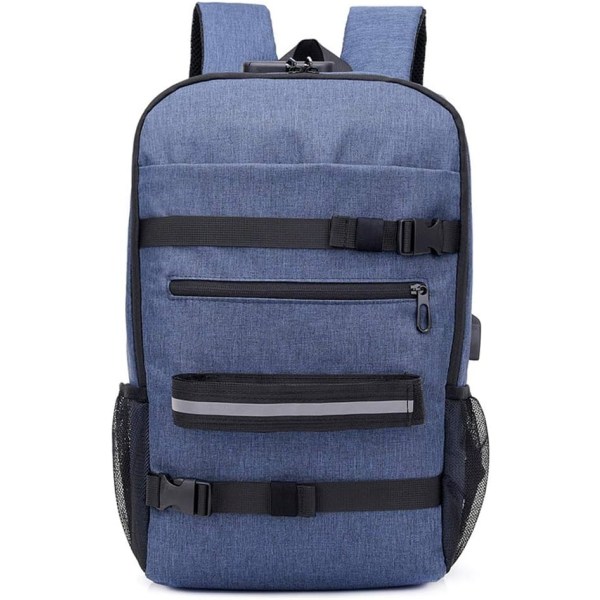 Ryggsäck laptopväska med USB laddningsport, multifunktionell reseaffär och hållbar ryggsäck blå