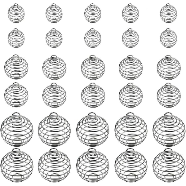 Spiralperlebure Sølvbelagte vedhæng Halskædebur til smykkefremstilling Håndværksfund Sølv silver SML