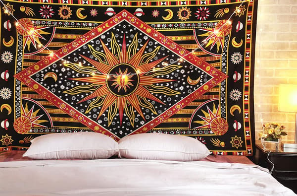 1 st bomull sol och måne väggbonad 213x137cm Hippie Mandala Etnisk