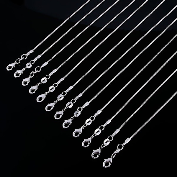 12 st Silverpläterade 1,2 mm Ormkedjor: 45 cm Kedjor med Karbinhake för Smyckestillverkning
