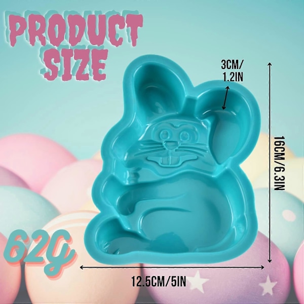 Påskehare Kageform Tærteform, 16 cm Silikone Kageform Bageforme Bageplade til Kage Chokolade Fondant Slik Bageform