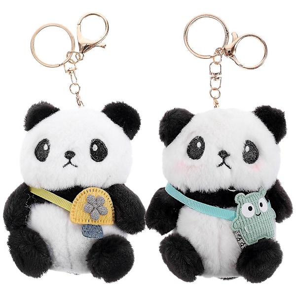 2 kpl Täytetty eläin Avaimenperä Sarjakuva Panda Nukkekoriste Söpö Pehmo Panda Riippuva Riipus