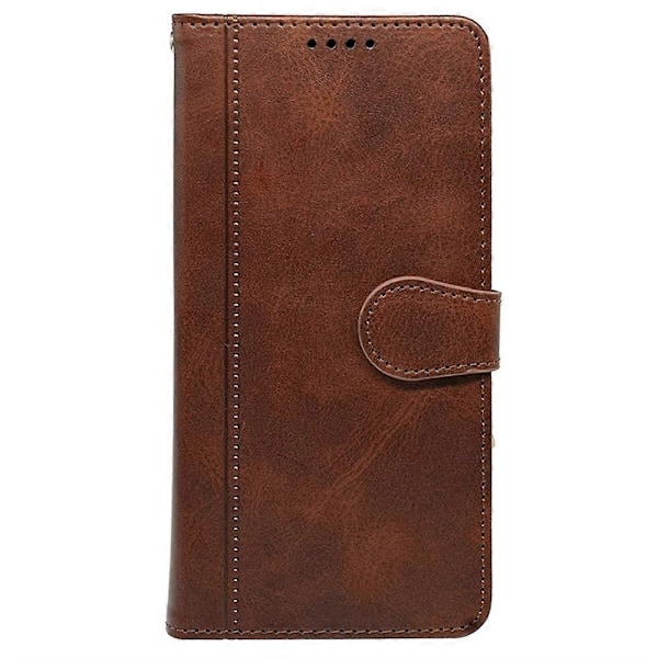 Kompatibel med Nothing Phone (3a) Etui Kalvetekstur Læder Stand Bogstil Telefon Etui - Rød-Perfekt Brown