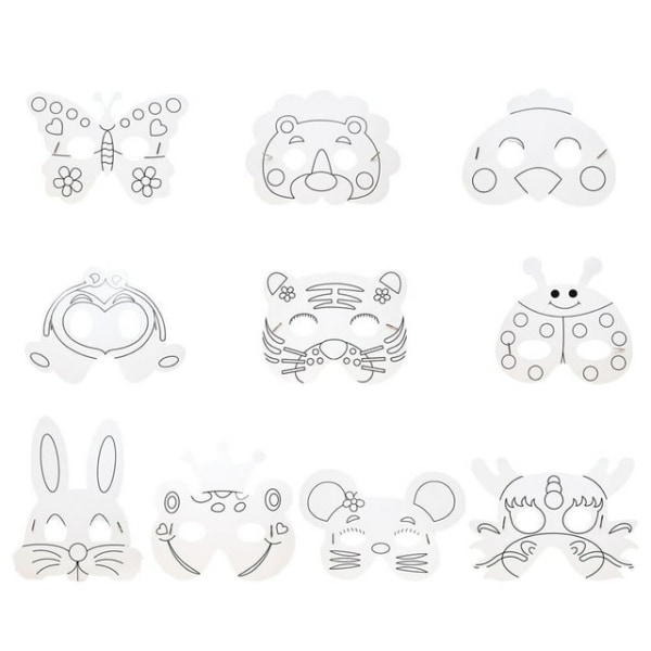 Barnemasker dyremaske tom maling maske Halloween jul bursdag sceneopptreden temafest karneval 40 stykker med duplikater 4pcs