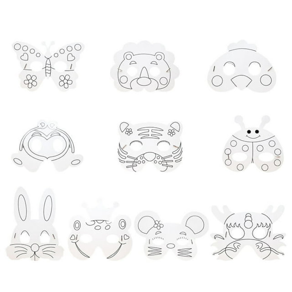 Børns maske dyremaske tom maling maske Halloween jul fødselsdag scene performance tema fest karneval 40 stykker med duplikater 4pcs