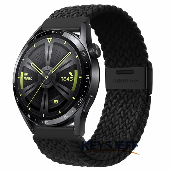 22mm nylon kompatibel med Galaxy Watch 3 45mm/ Watch 46mm, Gear S3 Frontier/Classic , Huawei Watch GT 3 46mm flettet rem 1