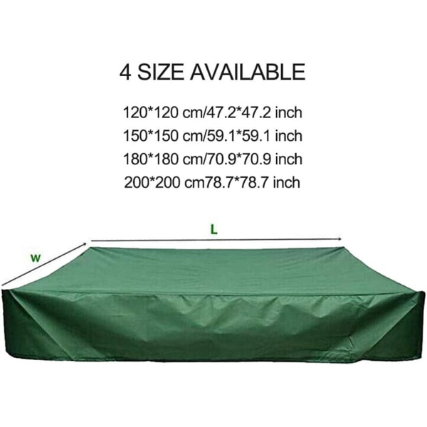 Sandpit Cover, Green Waterproof Dustproof UV Protection Square Pool Cover with Drawstring for Sandpit, Toys and Furniture 120 X 120cm