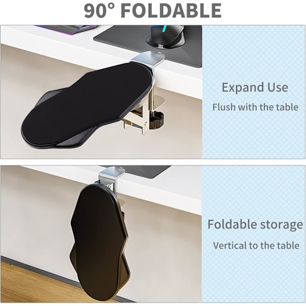 Ergonomisk Armlæn til Skrivebord, 180° Drejelig Håndledsstøtte, E