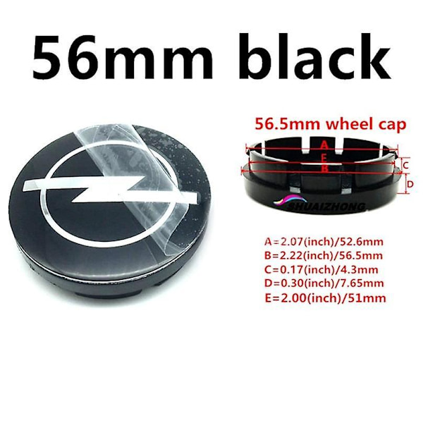 4 stk. Bilhjul Nav Centerkapsler 56mm 59mm 60mm 64mm 68mm Dækning til Opel Astra Mokka Insignia Zafira Corsa Tigra Emblem Logo Badge