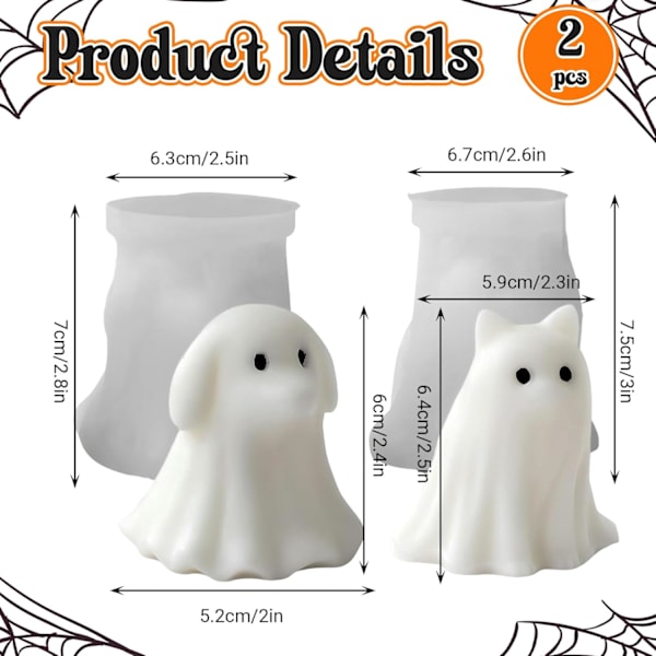Silikoneform 3D DIY Hvalpe Killing Form Sød Spøgelse 2 stk 7,6 cm Lysforme