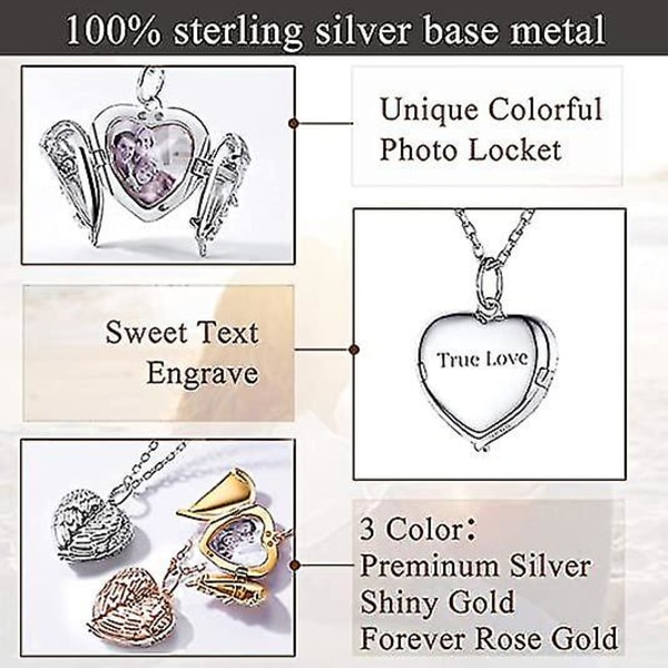 Sterling silver hjärta hänge anpassat foto medaljong halsband
