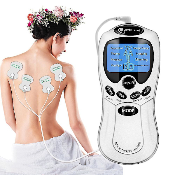 Elektrisk Tens-apparat Digital Terapimaskine Elektroder Massage Apparat Ems Muskelstimulator Fuld Krop Massager (Hvid Skærm)