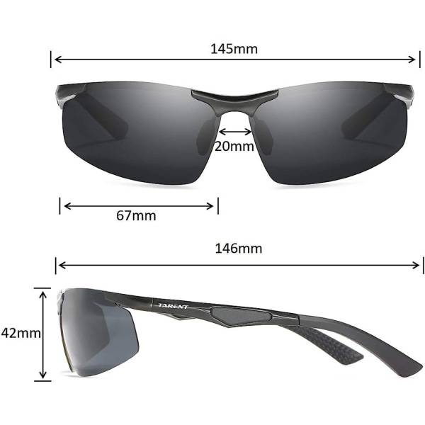 Polariserte solbriller for menn med høykvalitets Al+Mg metallinnfatning
