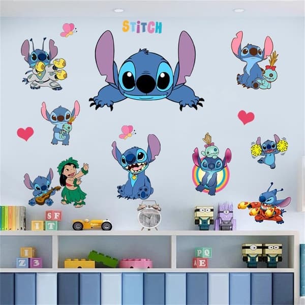 Lilo och Stitch Väggdekaler Barn Tecknad Väggkonst Stitch Vägg