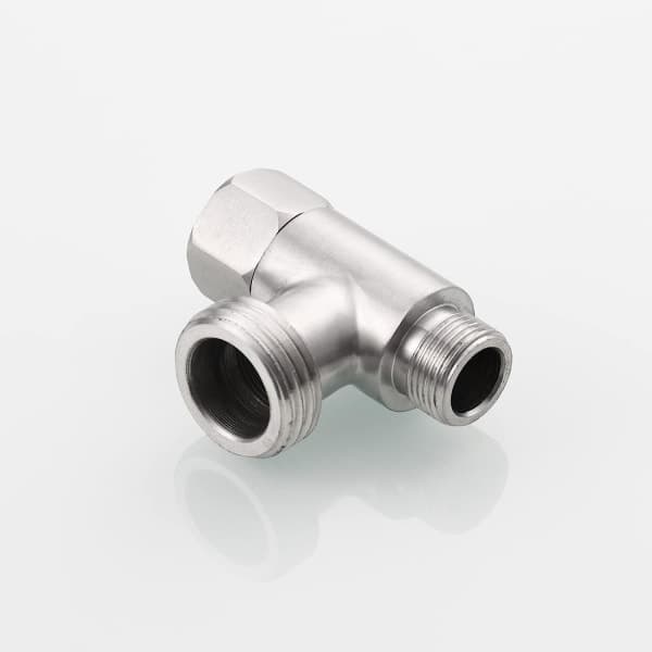 3-vejs 3/8\" og 1/2\" 3-vejs adapter T-stykke rustfrit stål 3/8\" vandrør T-stik børstet nikkel