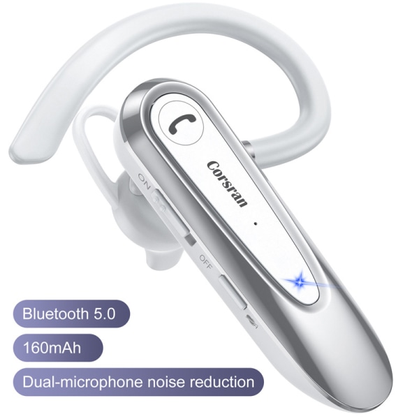 Bluetooth-hodesett med dobbel mikrofon V5.0 håndfri Bluetooth-øretelefon med 25 timers taletid