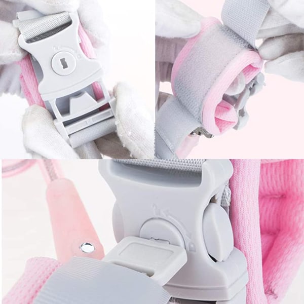 Anti Lost handledslänk (8,2 fot), andningsbar handled för toddler för barnsäkerhet, handledslänk för barn med nyckellås, rosa