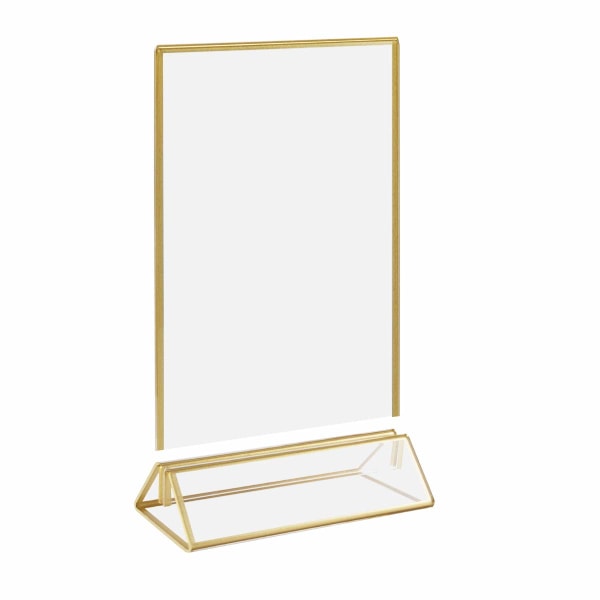 Akryl-gullrammer Skiltholdere 4x6, dobbeltsidig bordmeny-skjermstativ, tallholder for bryllupsbord (6 pakke)
