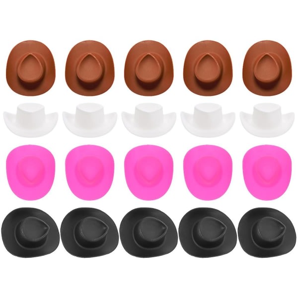 40 stk plast mini cowboy cowgirl lue miniatyr søt festkake dekorasjonshatt (1,5x4,5x5,5 cm)