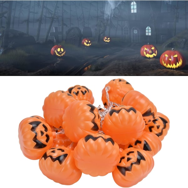 Lysstreng, 20LED Halloween Græskar Lysstreng 3 Meter Dobbelt Tilstand Dekorativ Lysstreng til Festival