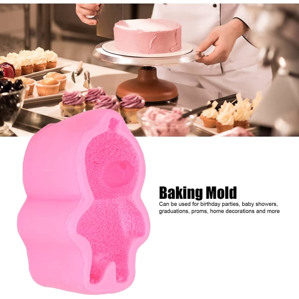 2 Pakke Teddy Bear Silikon Mould Cake Topper