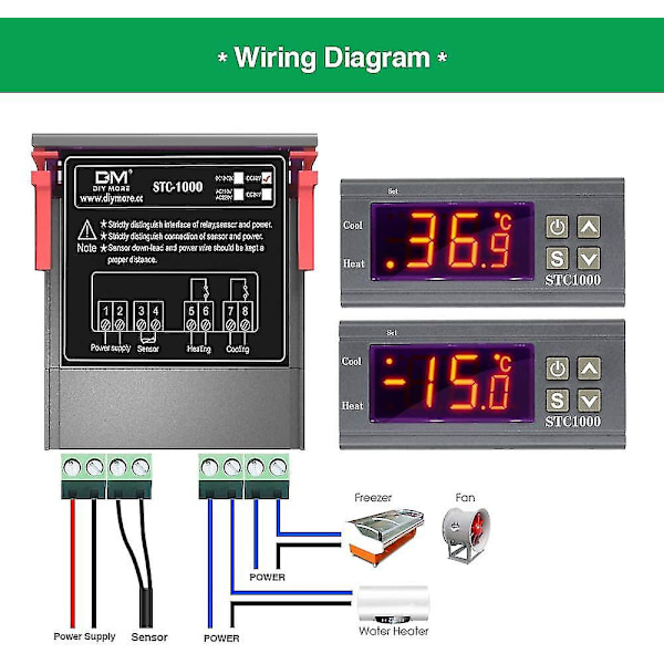 Stc-1000 Temperaturregulator, 12v 10a Mångsidig Digital Termostat Med Ntc-Sond För Jäsning, Värme Och Kylning