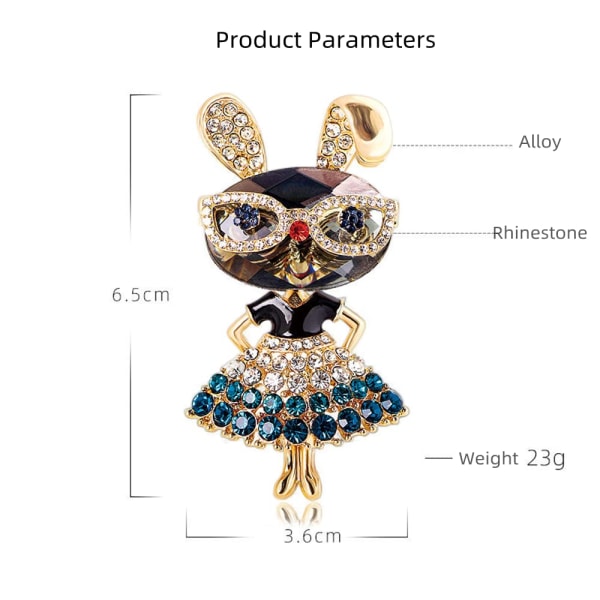 Rhinestone Lady Rabbit Brosche til kvinder Mode