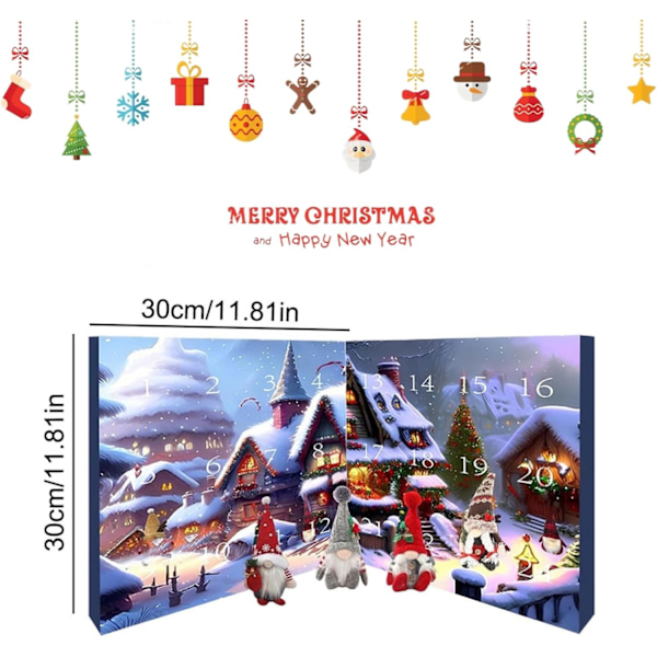 Santas adventskalender 2024, 24-dagars adventskalender med samlarobjekt Santa Claus-docka, julplysch Elf Blind Box