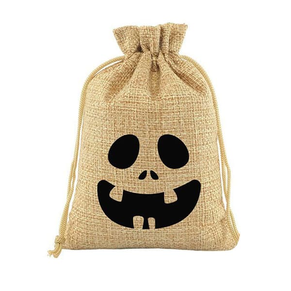 Presentpåsar i linne med dragsko, Halloween julkaraktär godispåsar, spöklik design, festgåvor Pink Forked Eyes