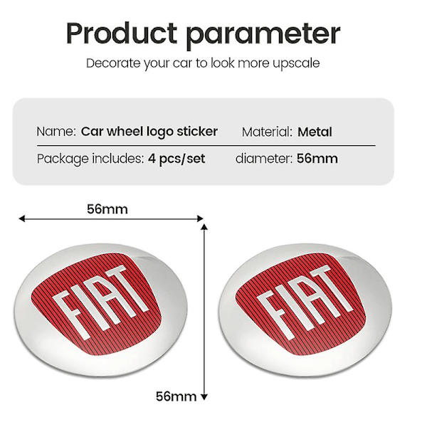 56mm Bil Nav Senterkopp Kjøretøy Ombygging Emblem Hjulkopp Klistremerke For Fiat Punto Abarth 500 Stilo Ducato Palio Tilbehør