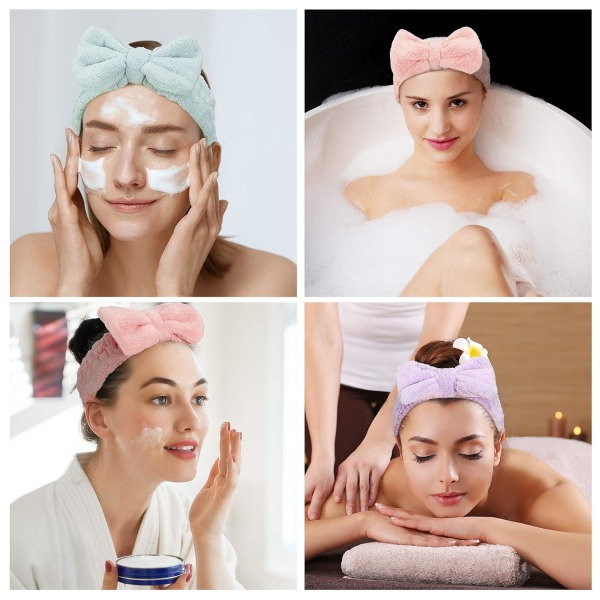 3 stk håndkle pannebånd for kvinner, ansiktsvask og makeup Spa pannebånd,