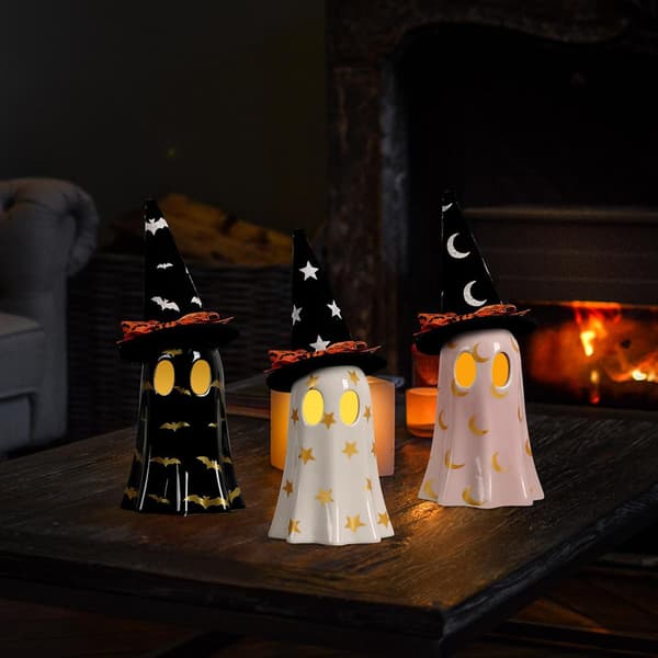 Ghost Halloween Decor, Set of 3 Ceramic Halloween Ghost Decorations