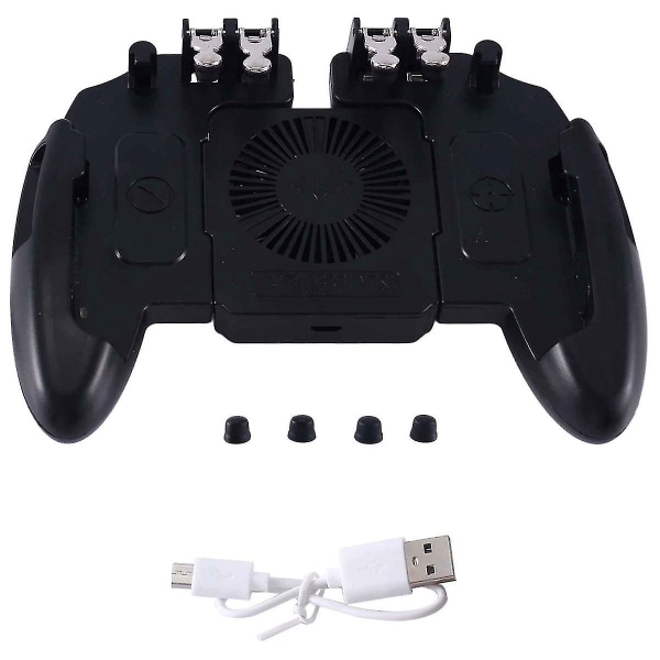 M11 6-finger spelkontroll för Pubg Mobile Joystick Controller Vändknapp Gamepad med kylning